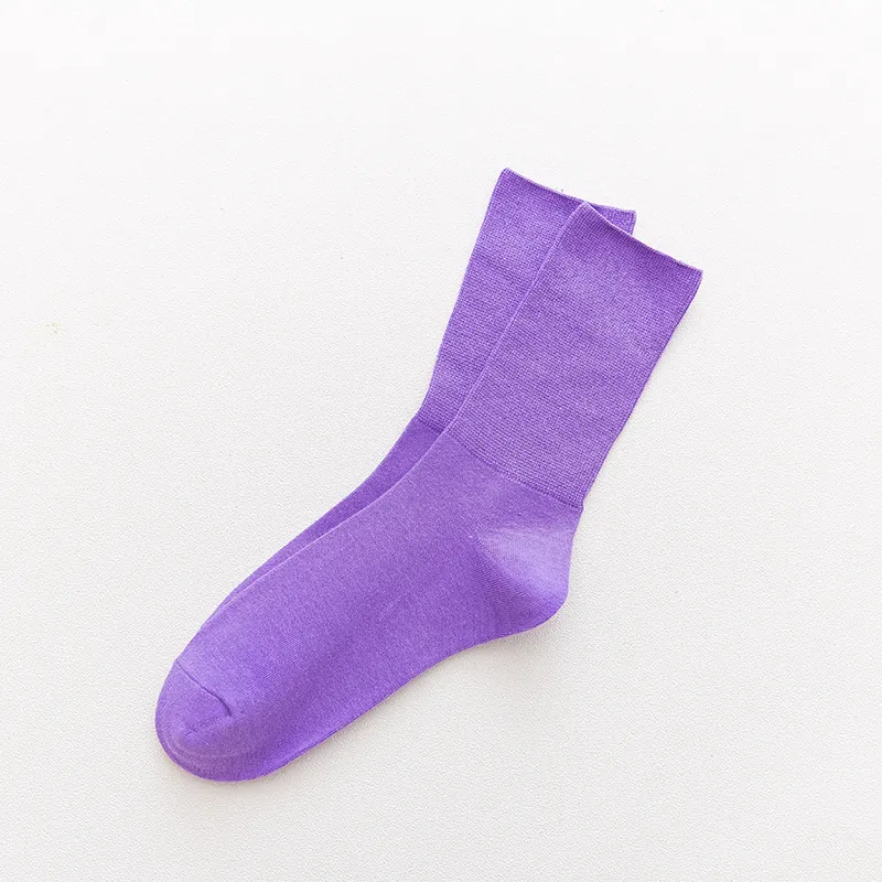 Candy color college wind pile socks - Purple