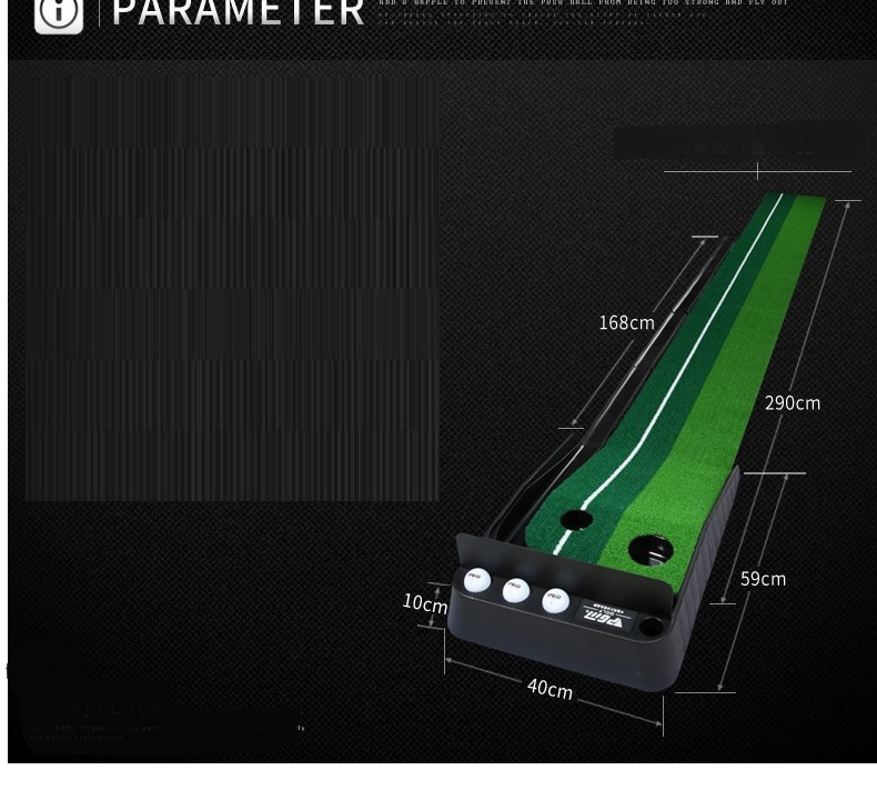 2.5M3M Golf Putting Mat Golf Putter Trainer Green Putter Carpet Practice Set - Image 6