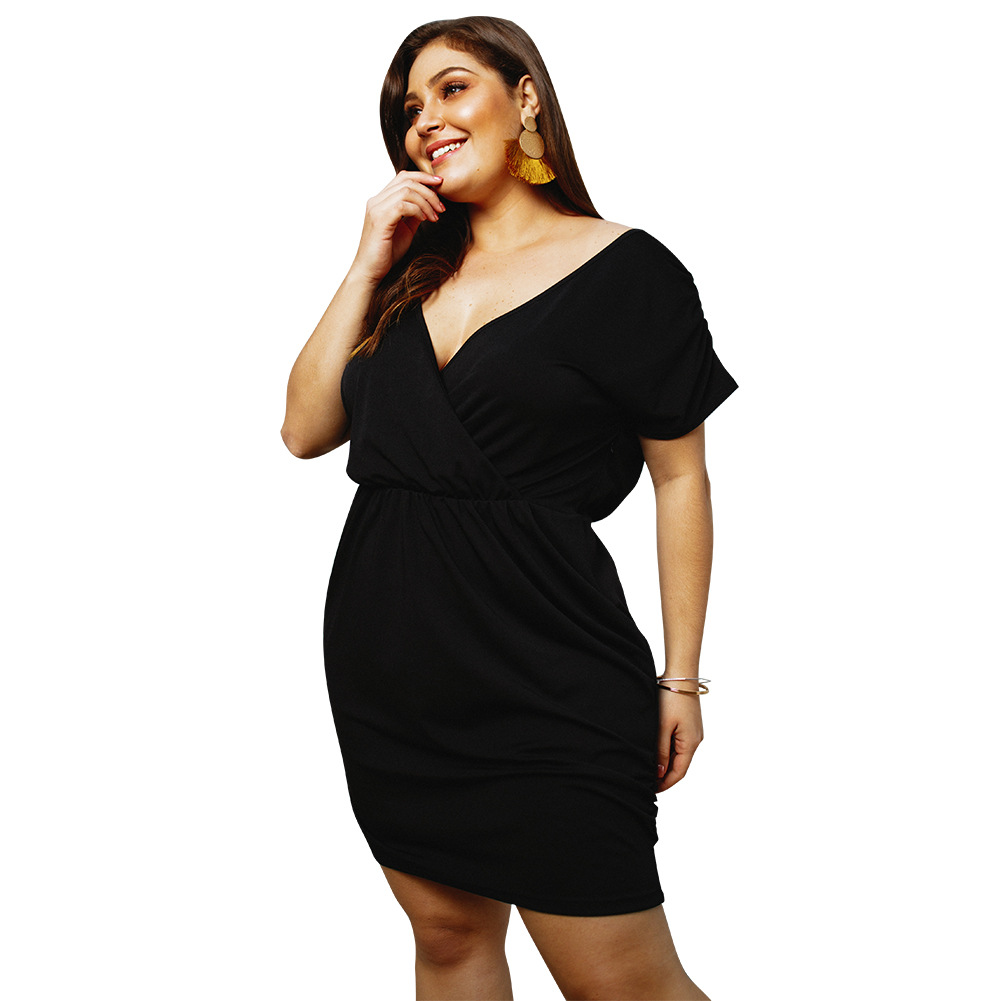 Spring and summer V-neck solid large dress