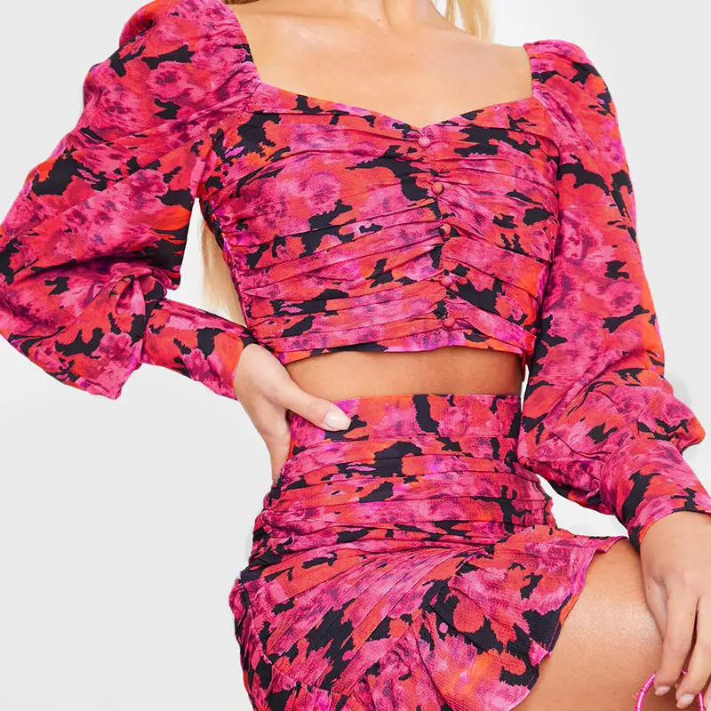 Square collar lantern long sleeve top