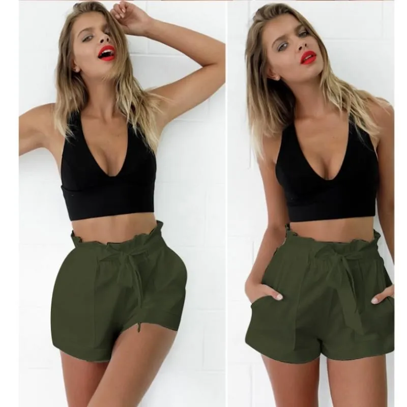 A-shAped short with eAr edge 5 size 6 color women's stock - Green