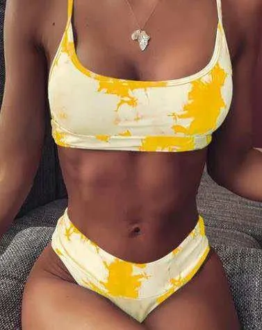 Split ladies bikini swimsuit Yellow - Shop at LoveMi