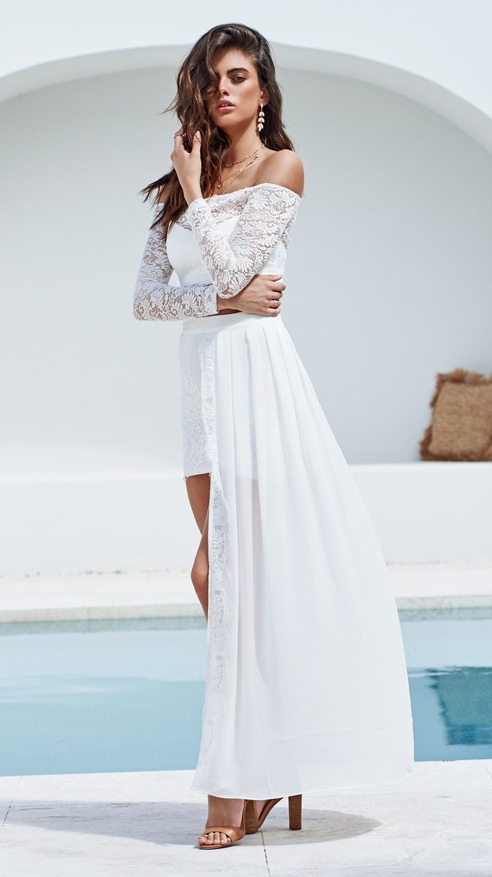 Deep V long sleeve dress