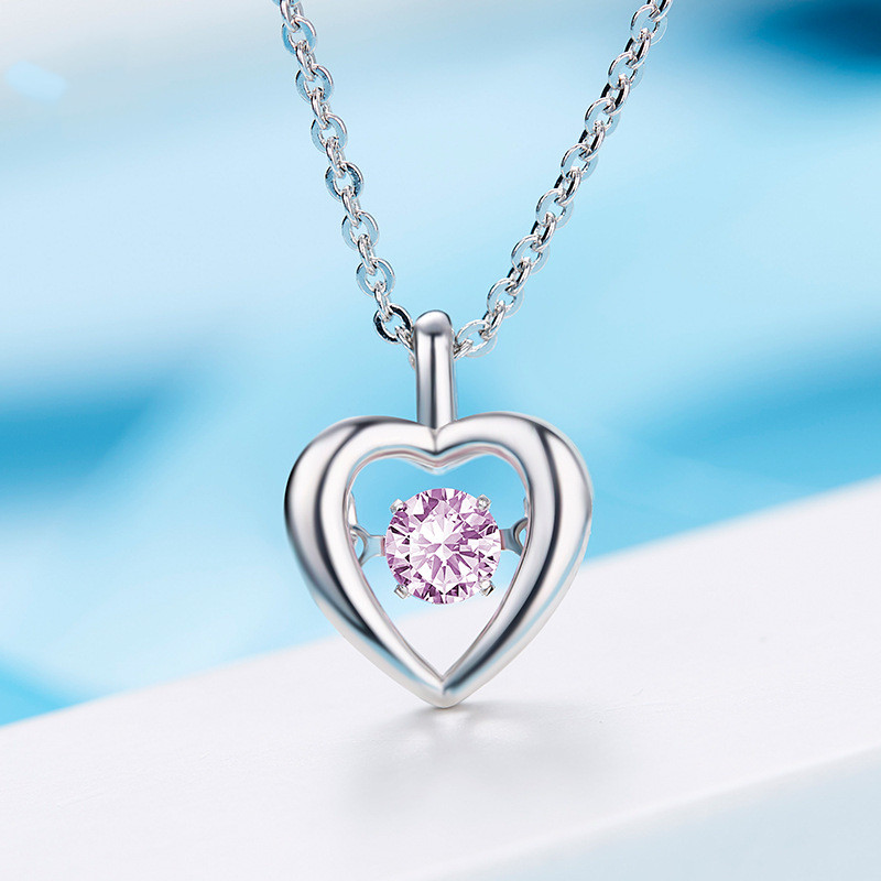 Pure silver necklace simple heart-shaped pendant