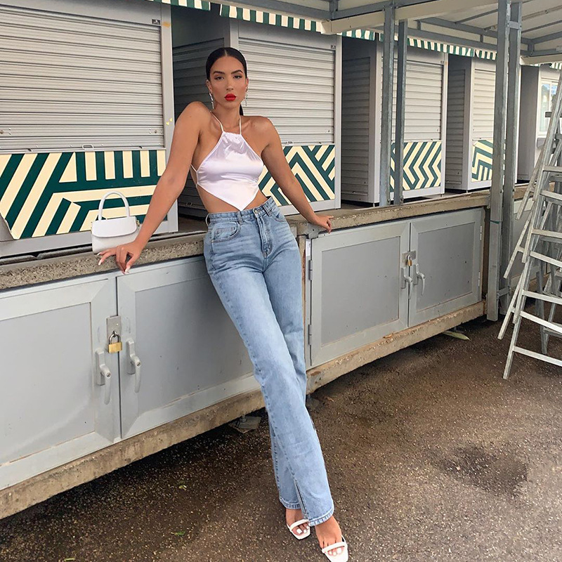 White diamond apron halter top