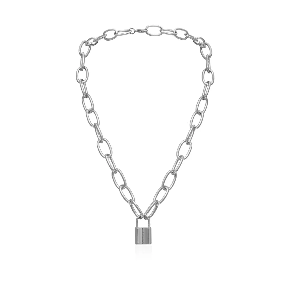 Exaggerated thick chain geometric ornament - Silver