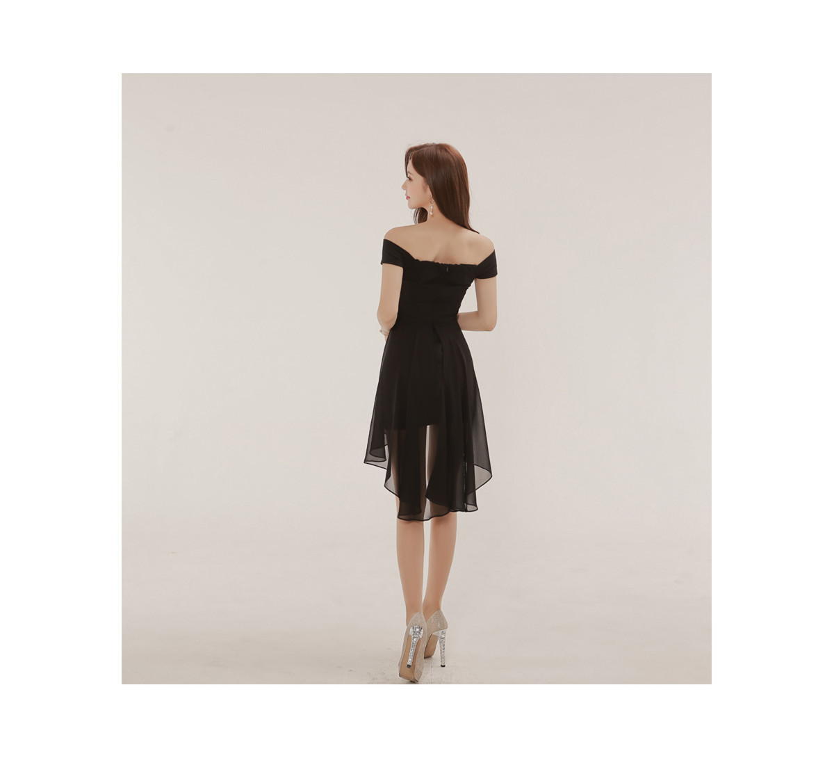 Chiffon dress summer dress with irregular collar