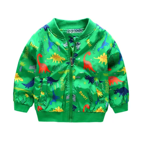 Boys Stand Collar Dinosaur Jacket