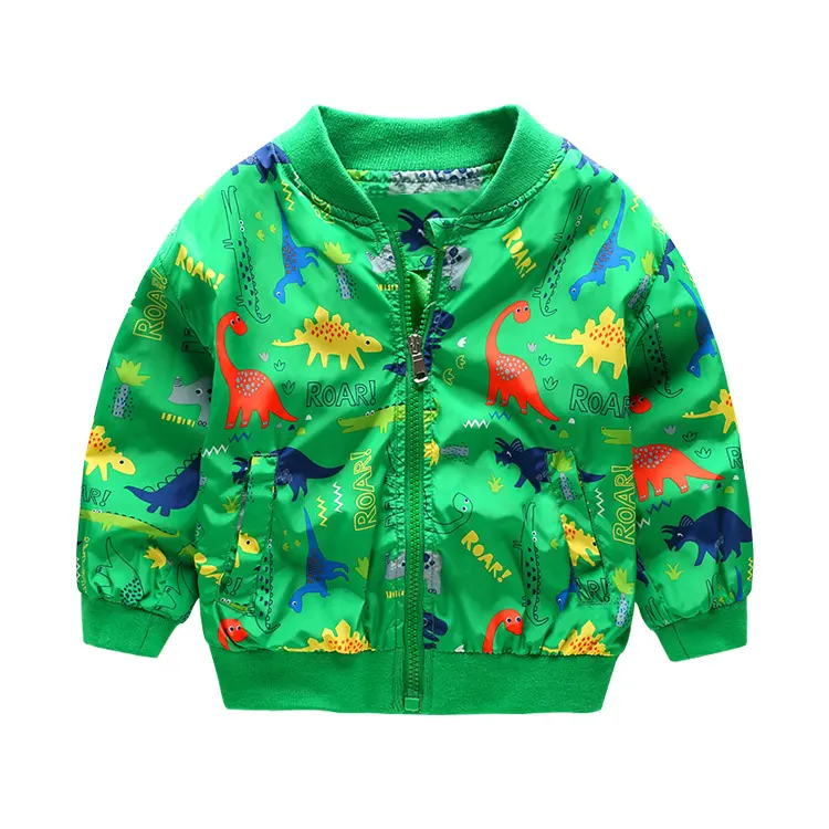Boys Stand Collar Dinosaur Jacket