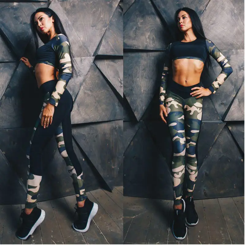 Camouflage Yoga Leggings casual high waist pants