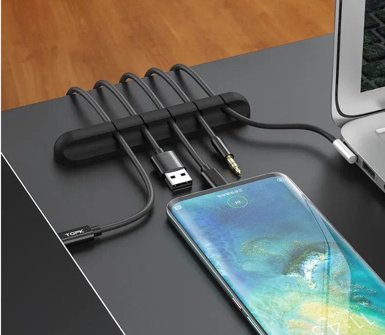 Silicone USB Cable Winder Desktop Cable Organizer Management Multipurpose Clips Cables Protector For Wired Headphones – image 2