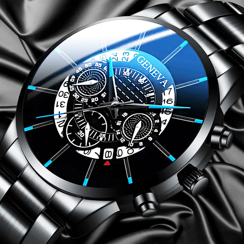 Steel band calendar quartz watch