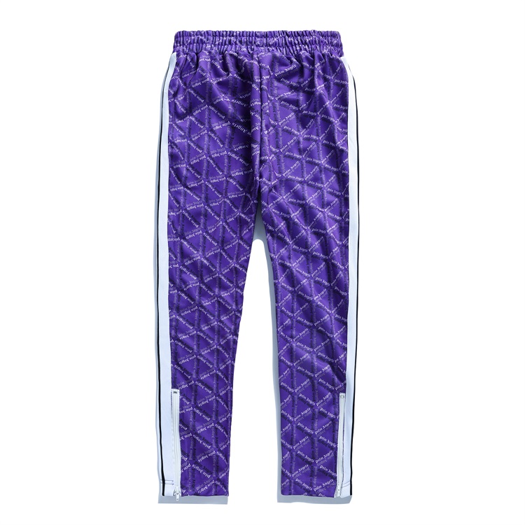 Printed three-bar retro sports pants