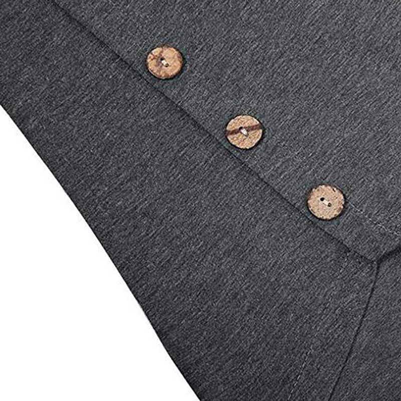 Short-sleeved round neck double row buttons