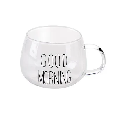 Heat-resistant glass round fun cup milk cup breakfast cup - Black