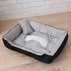 Dog paw print pet mattress - Black Grey - View 1