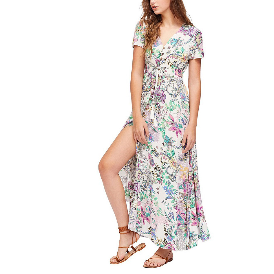 Deep V-neck loose dress