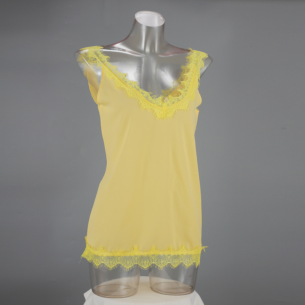 Sexy lace deep V halter camisole