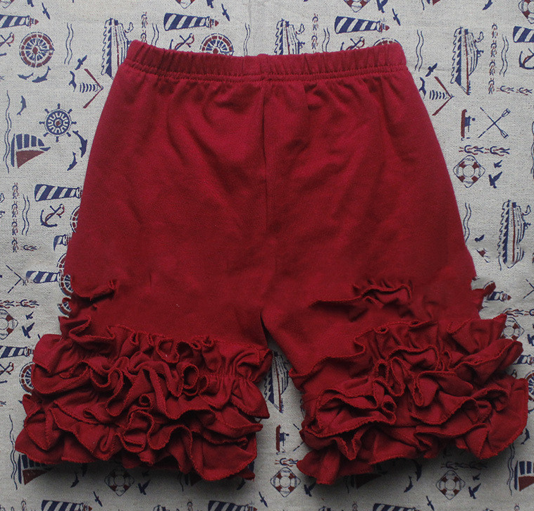 Girls' ruffled shorts in Wine Red