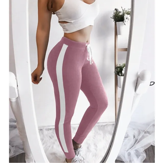 Sexy and comfortable stitching track pants Pink - Shop at LoveMi