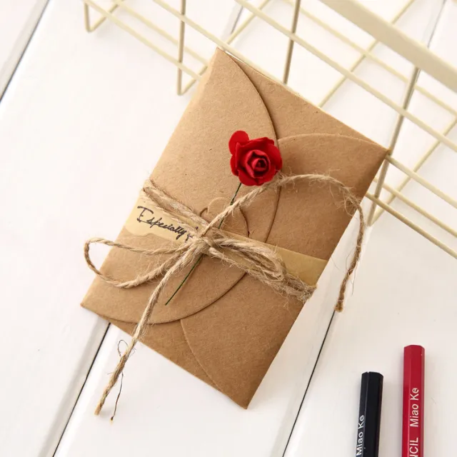 Creative kraft dried flower greeting card Rose - Shop at LoveMi