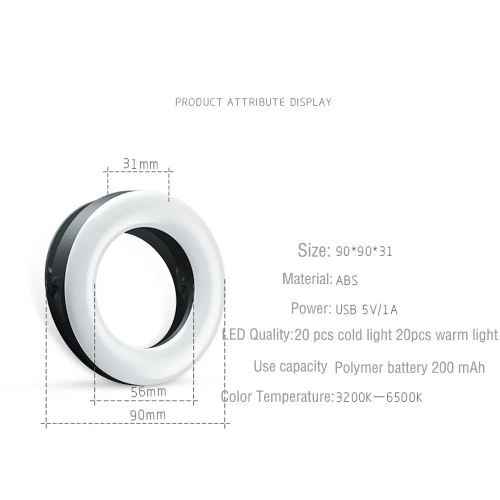 Led Selfie Ring Light For Cell Phone Photography Video Lighting Camera Photo On Youtube Live Streaming With USB Plug – image 4