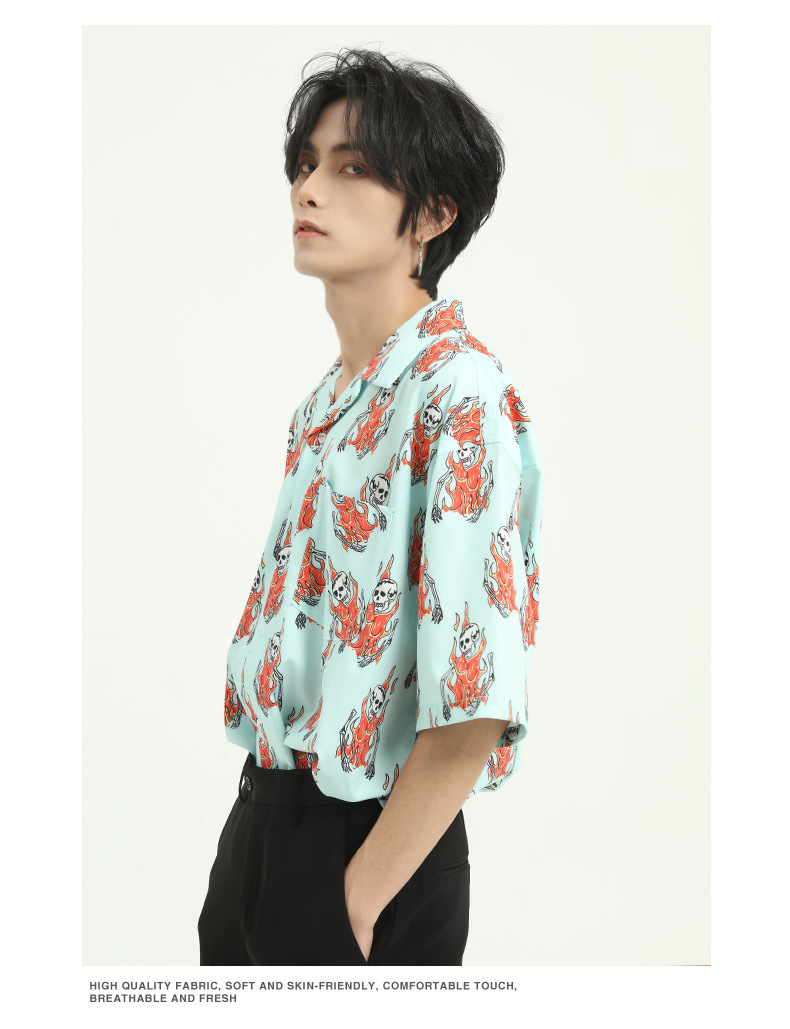 Skull print short sleeve shirt