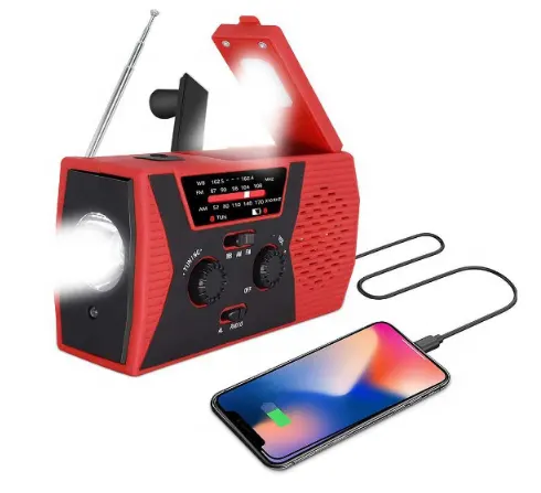 5 in 1 Outdoor Portable Solar Crank AM FM