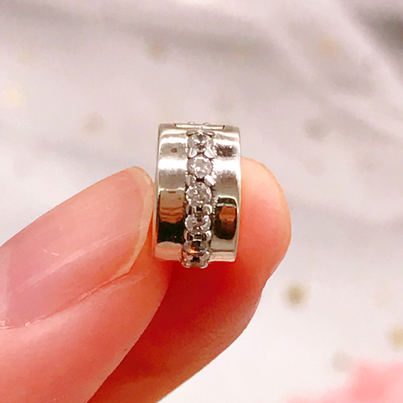 S925 Silver smear two rows of diamond positioning clip