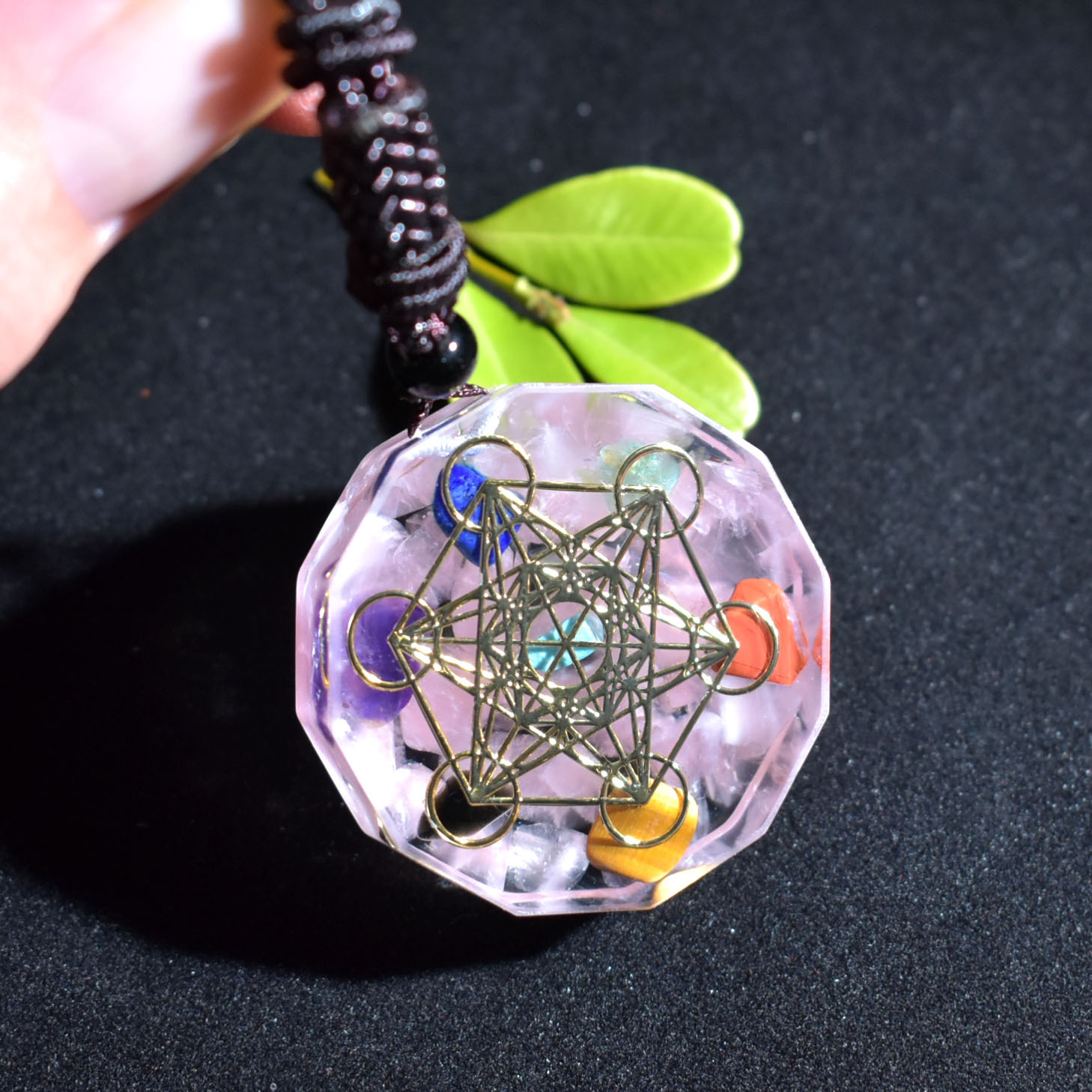 Crystal gem chakra reiki healing energy Orgonite necklace — foto 4