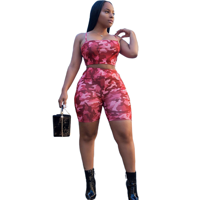 Camouflage Print Wrapped Sports Suit Women