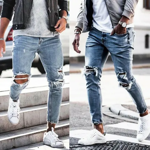 Men's Jeans New Hole Pants Trousers
