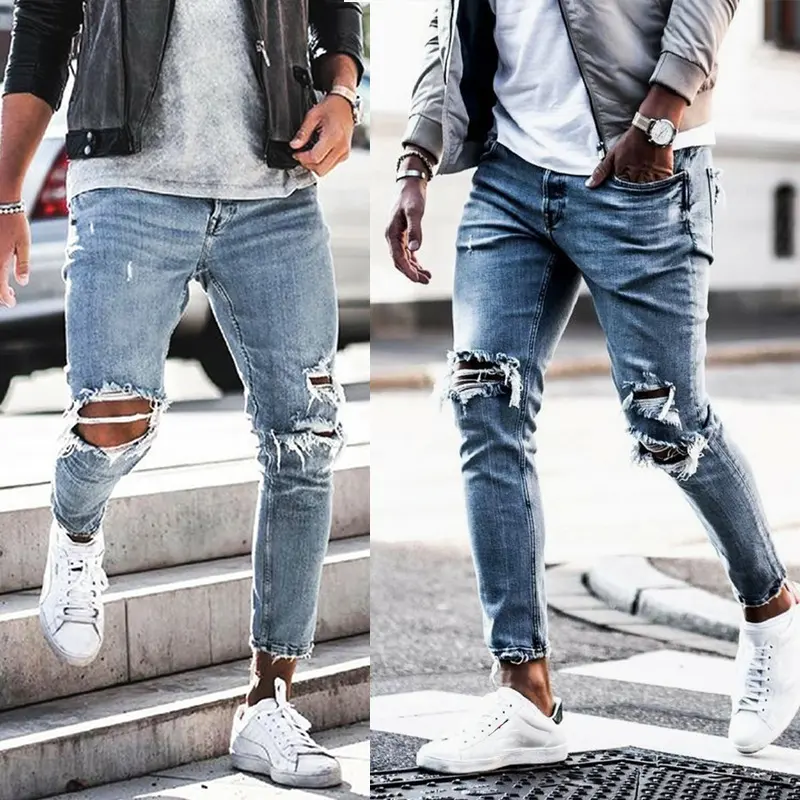 Men's Jeans New Hole Pants Trousers