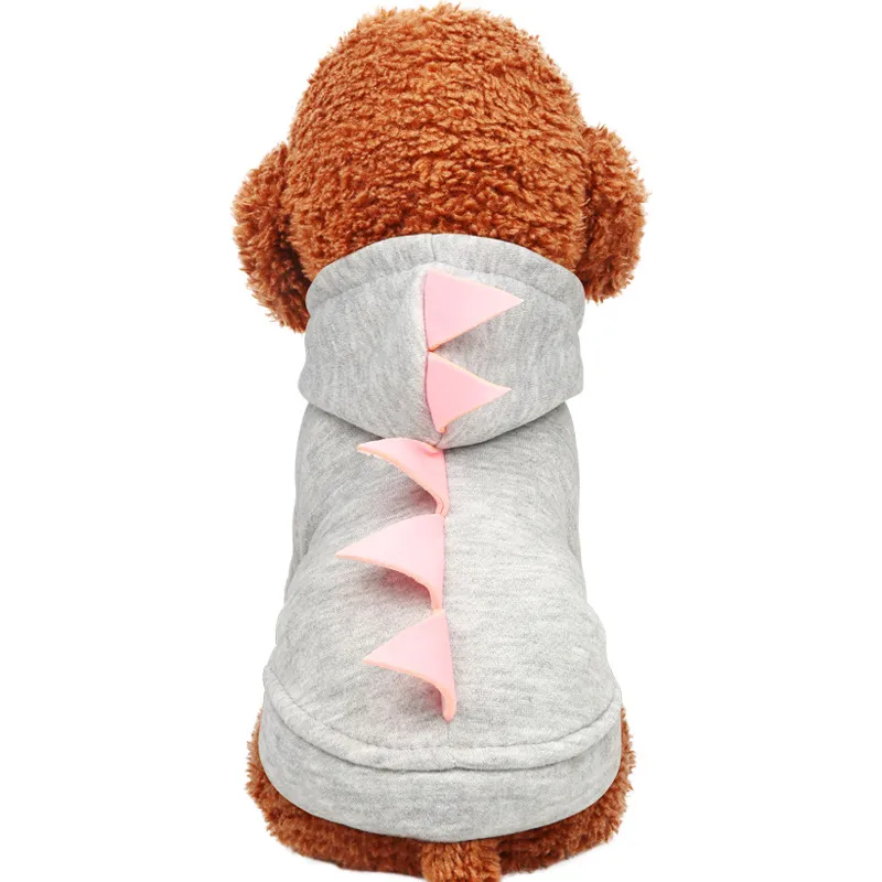 Dinosaur hooded sweater pet clothes - Grey