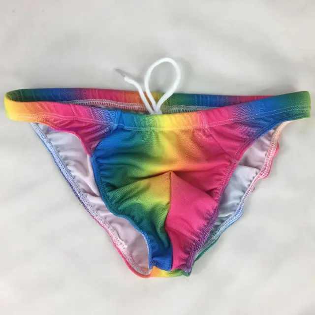 Men's triangle swim trunks with low waist bag hips Rainbow - Shop at LoveMi