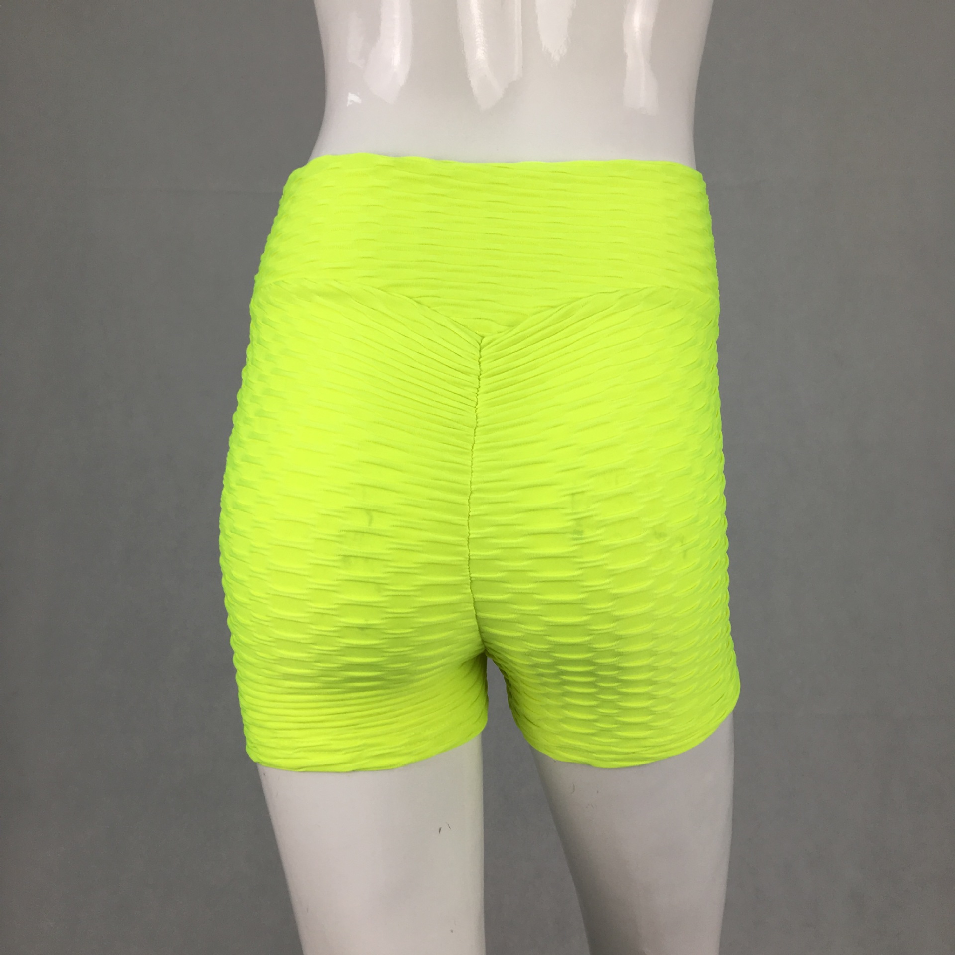 Jacquard sports solid color stretch running shorts Fluorescent Yellow - Shop at LoveMi