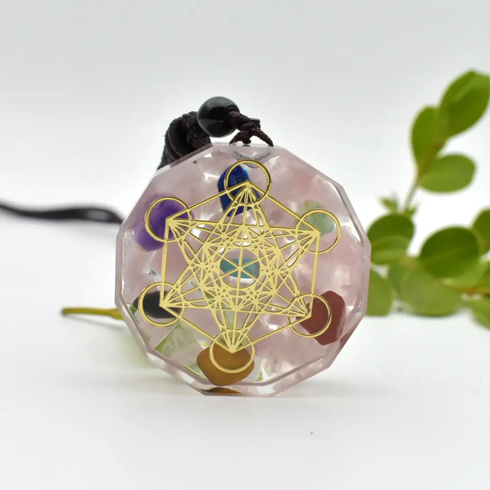 Crystal Gem Chakra Reiki Healing Energy Orgonite Necklace