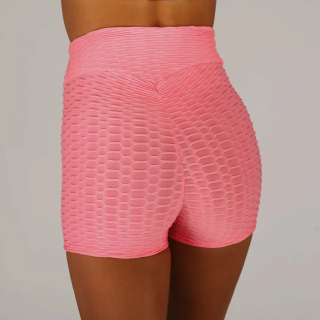 Jacquard sports solid color stretch running shorts Pink - Shop at LoveMi