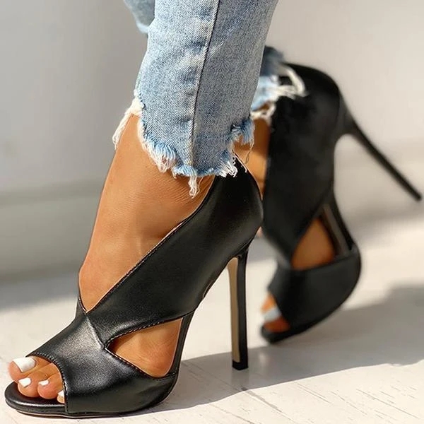 Women's shoes 4 large size sandals high heels sexy fine heel women shoes Black - Shop at LoveMi