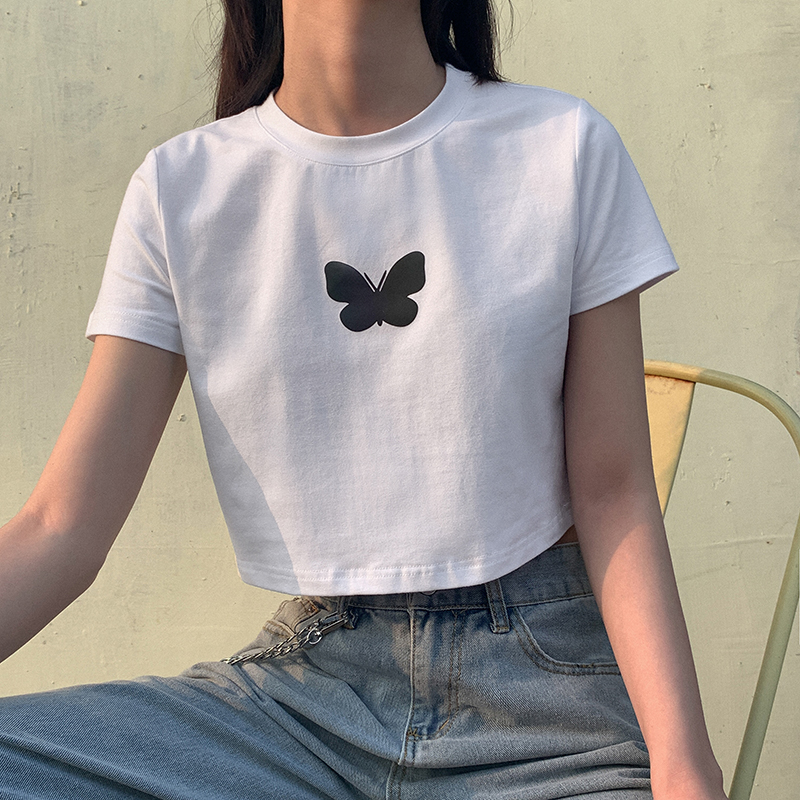 Round neck reflective butterfly short sleeve