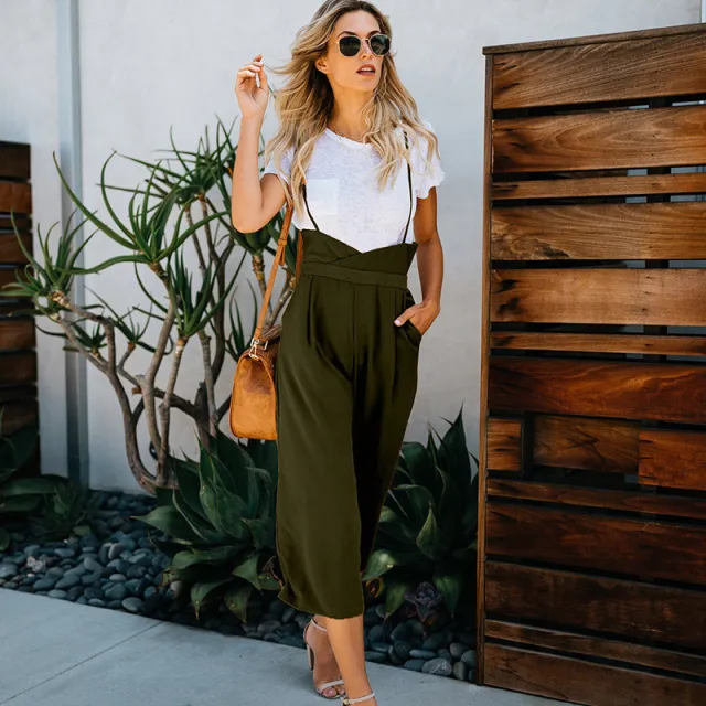 Women's wide wide leg pants Army Green - Shop at LoveMi