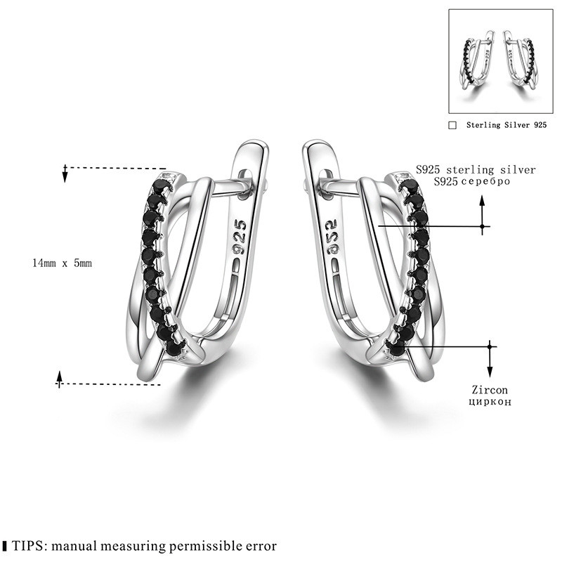 black spinel cute stone Earrings women