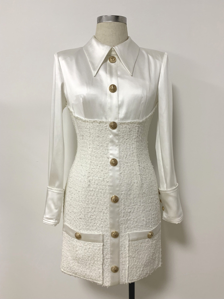 Wool wool stitching professional temperament dress