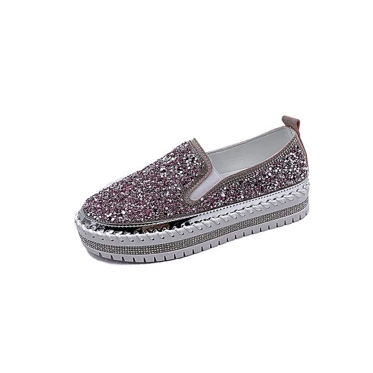 Casual single shoes women flat bottom wild spot loafers - Pink