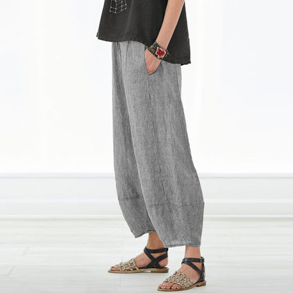 Pit striped stitching cropped trousers