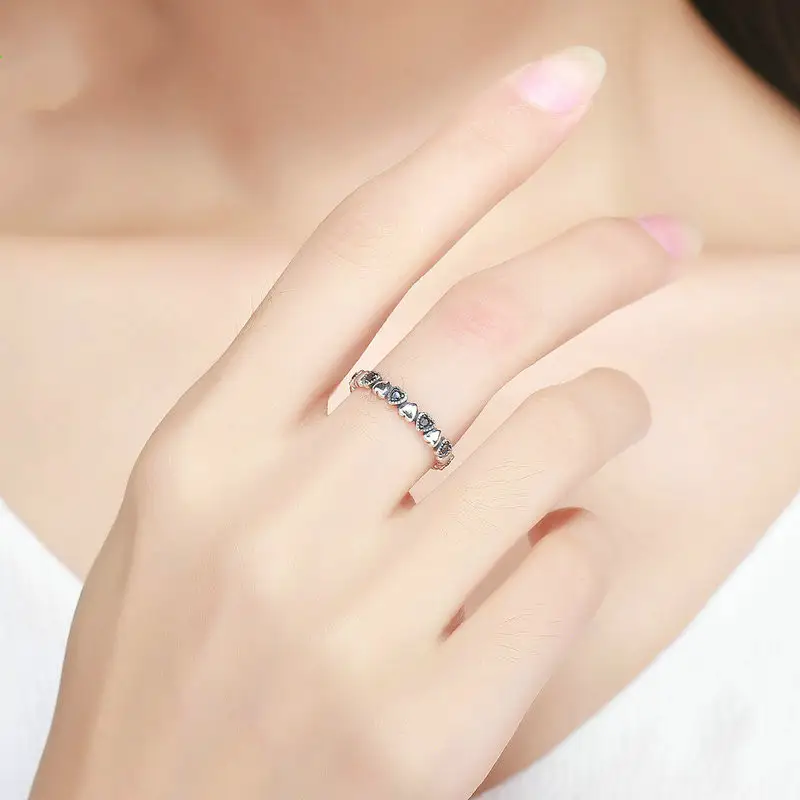 Sterling silver studded with diamond zircon rings