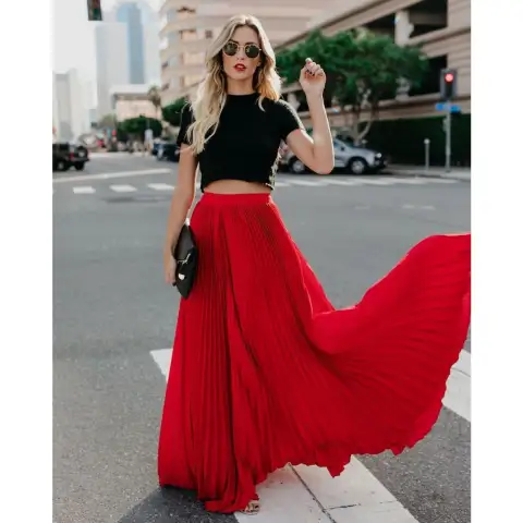Women Fashion Casual Skirt Girls High Waist Long Skirts
