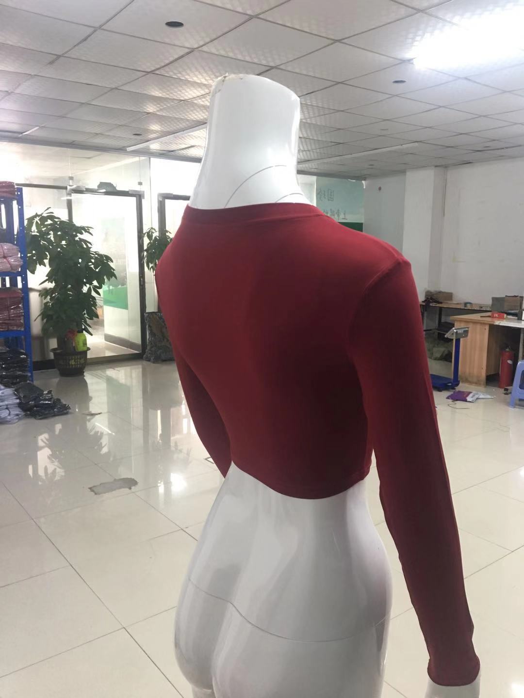 Exposed navel long-sleeved shirt bottoming shirt