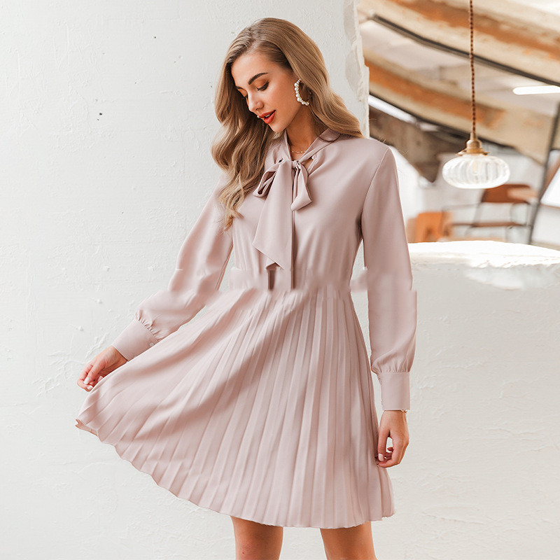 Buttoned bow tie dress
