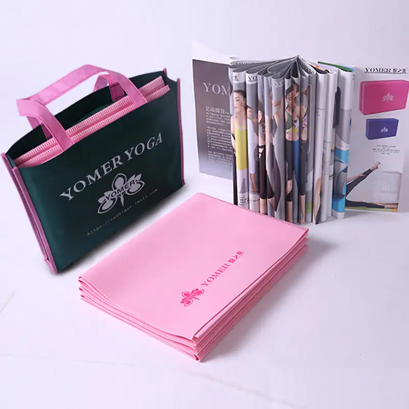 Foldable Yoga Mat for Travel and Home Exercise, Non-Slip Pilates Pad — Pink, 2mm